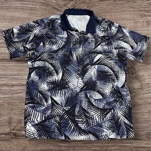 Under Armour Polo Shirt Men's XL Iso Chill Printed Blue Leaf Preppy Coastal